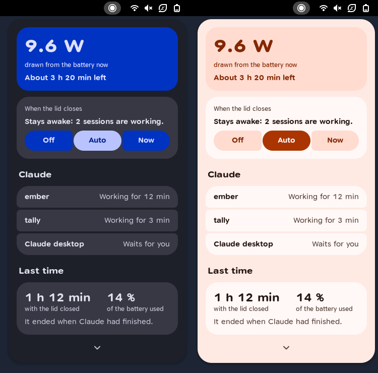 Ember: its menu in the top bar